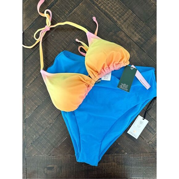 Target Brands Size Medium Swim Bikini Bundle Triangle Top Thong Bottom - Picture 4 of 5